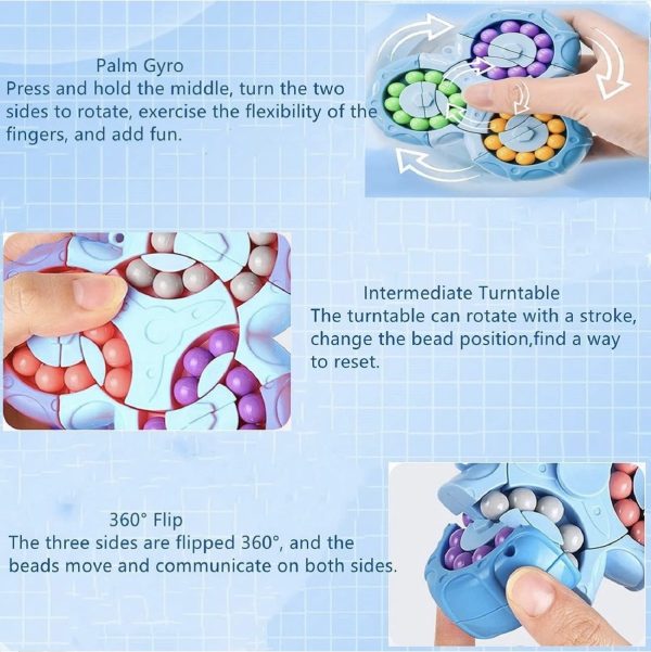 3-in-1 Fidget Spinner Magic Bean Rotating Cube Toy – Double Flip Triangle – Bath Toy – Brain Training Handheld Puzzle Toy – New – For Kids – Random Color
