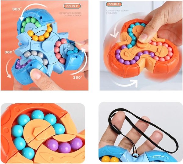 3-in-1 Fidget Spinner Magic Bean Rotating Cube Toy – Double Flip Triangle – Bath Toy – Brain Training Handheld Puzzle Toy – New – For Kids – Random Color