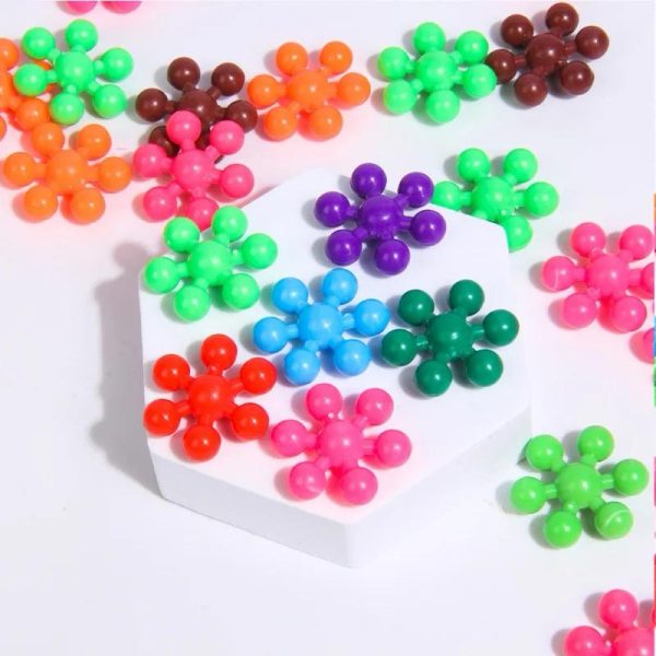 32 Pcs Snowflakes Colorful Toy Building Blocks Flower-shaped Set | Plastic Colorful Snowflakes Toy