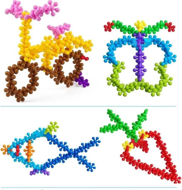 32 Pcs Snowflakes Colorful Toy Building Blocks Flower-shaped Set | Plastic Colorful Snowflakes Toy
