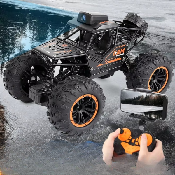 Crawler Cross Country Car With Camera | Remote Control Car With Camera Wifi 720p Hd Fpv Camera, 2.4ghz 1:18 Scale Off-road Remote Control Rechargeable Monster Truck Toys For Boys – Color Black | Toys For Kids | Remote Control Car