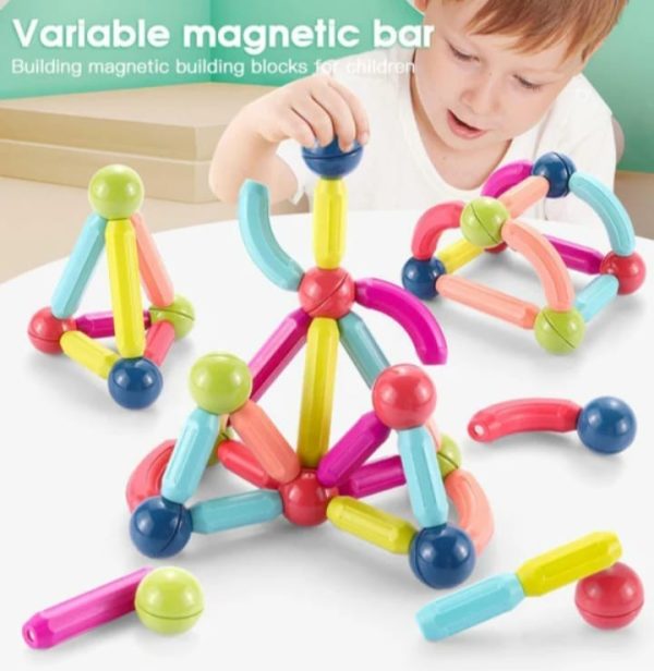 Magnetic Rods Toy 52 Pieces Magnetic Stick Building Blocks Magnetic Blocks For Kids Diy Magnetics Sticks Blocks Montessori Toys