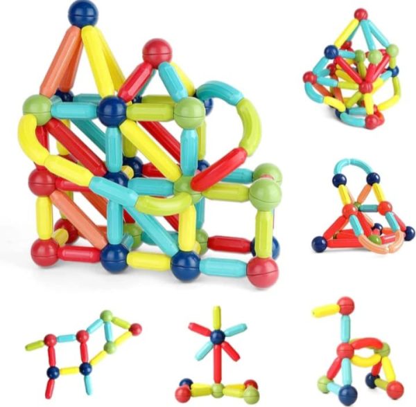 Magnetic Rods Toy 52 Pieces Magnetic Stick Building Blocks Magnetic Blocks For Kids Diy Magnetics Sticks Blocks Montessori Toys