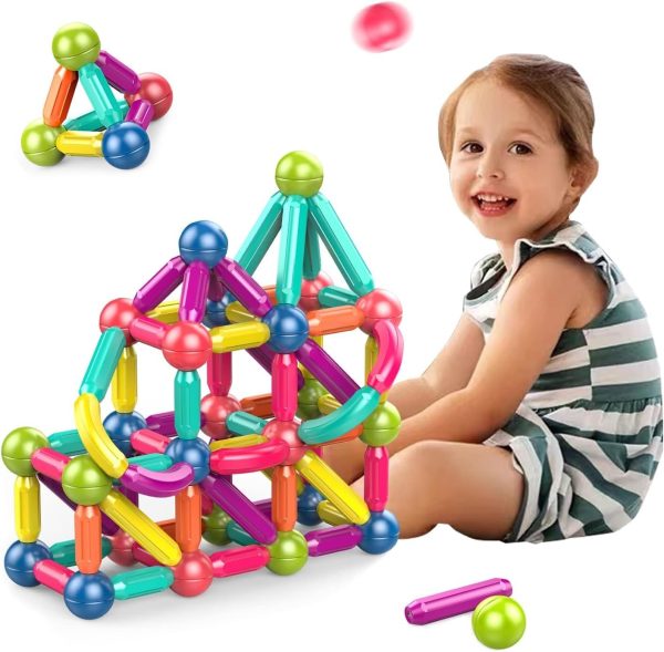 Magnetic Rods Toy 52 Pieces Magnetic Stick Building Blocks Magnetic Blocks For Kids Diy Magnetics Sticks Blocks Montessori Toys