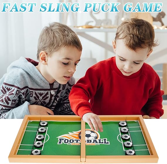 Wooden Sling Puck Game | Football Board Game | Wooden Hockey Soccer Table Game