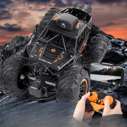 Crawler Cross Country Car With Camera | Remote Control Car With Camera Wifi 720p Hd Fpv Camera, 2.4ghz 1:18 Scale Off-road Remote Control Rechargeable Monster Truck Toys For Boys – Color Black | Toys For Kids | Remote Control Car