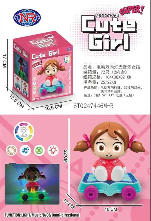 Funny Cute Girl Car With Light & Sound | Best Quality Cute Girls Car For Girls | Toys For Girls | Toys For Baby Girls – Random Color